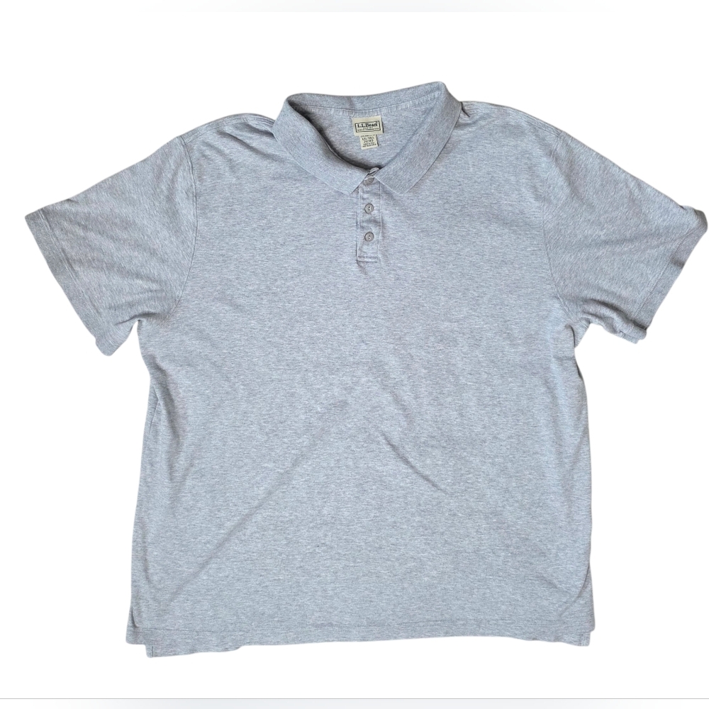 L.L. Bean 2XLT Gray Pima Cotton Double L Edition Polo Shirt XXLT Tall